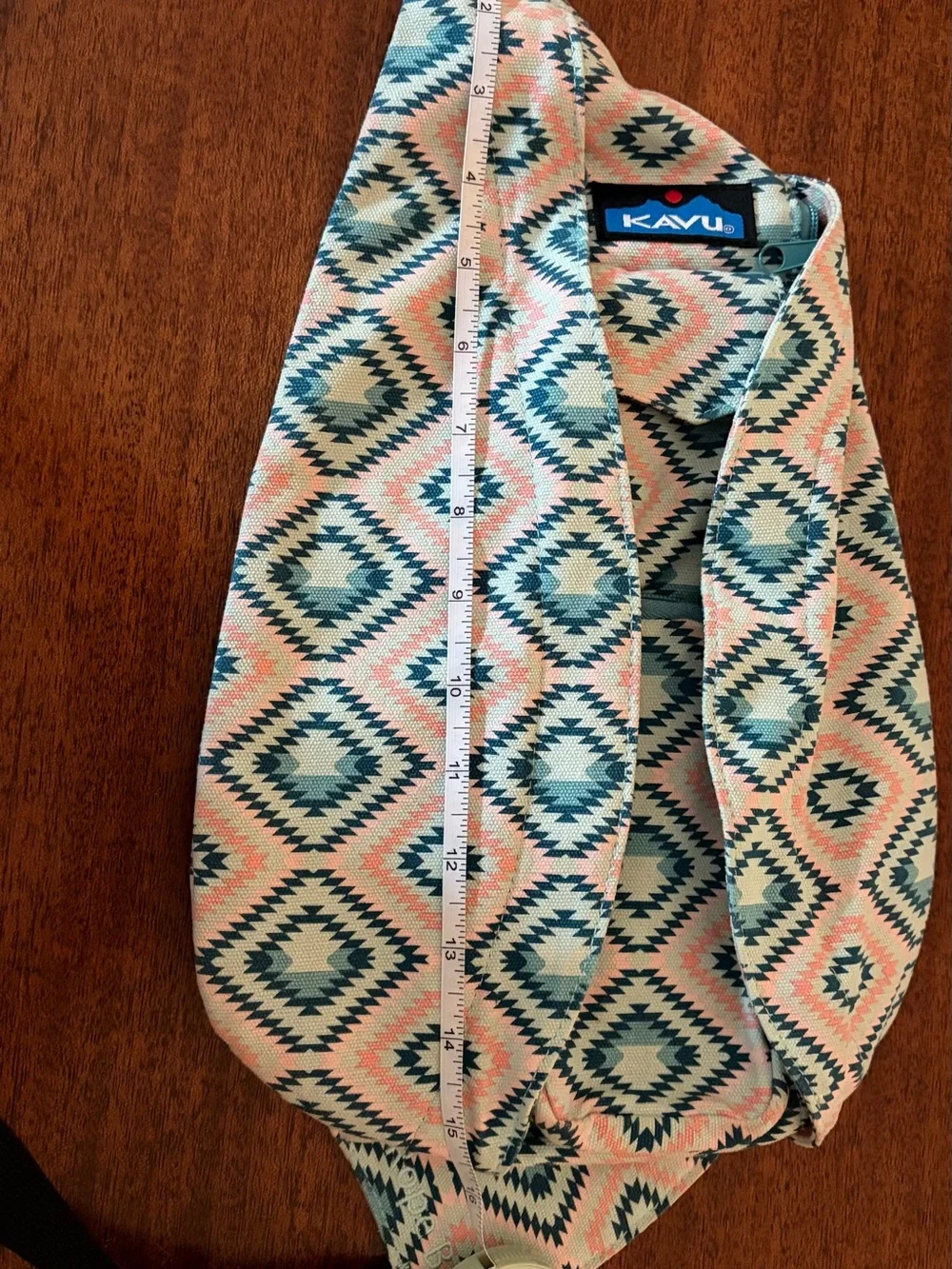 Kavu Crossbody Sling Bag in Teal and Pink Aztec Print